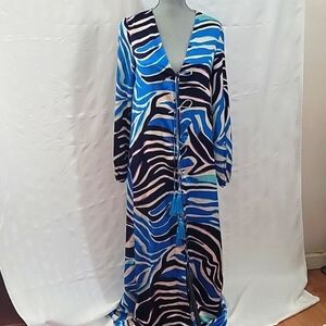 Fashion Nova Amy Maxi Blue, Black & Tan  Dress, Size: XS, NWT
